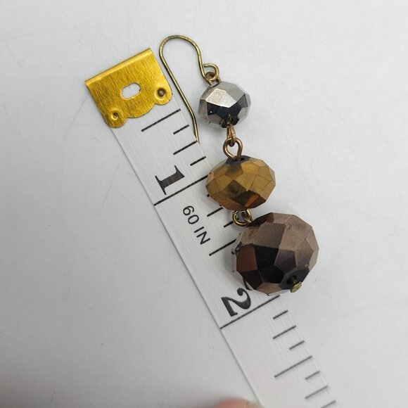 Gold Bronze Multi Strand Bead Necklace Matching Earrings Stretch Bracelet - Picture 7 of 8